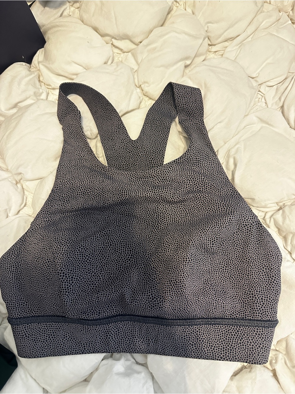 lululemon athletica Gray & Black Dotted High-Neck Sports Bra